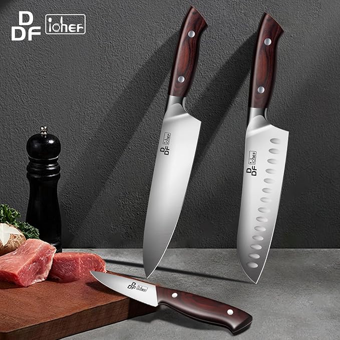 DDF iohEF Knife Set 3 Piece, Sharp Kitchen Knife Set Professional Chef Knife Set - Image 6