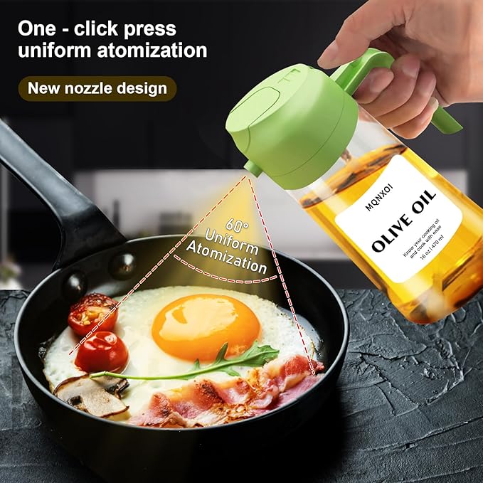 2 in 1 Glass Oil Sprayer & Dispenser, 16oz/470ml Olive Cooking, Air Fryer - Image 3