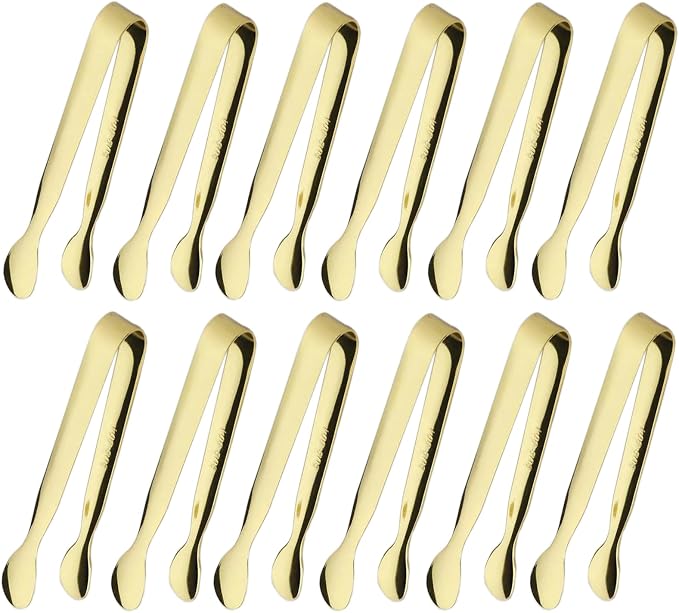 12PCS Ice Tongs Mini Sugar Tong 4.25Inch Stainless Steel Small Serving Tongs by Sunenlyst