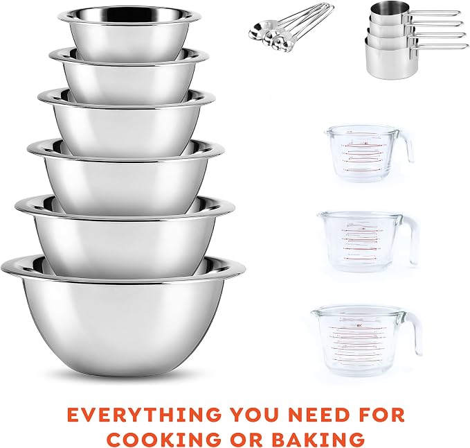 Eatex Mixing Bowls with Measuring Cups & Measuring Spoons 17 Piece Set - Image 4