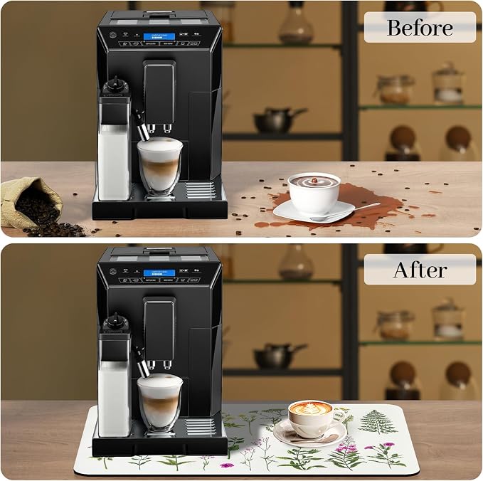 Bloss Dish Drying Mat, Spring Flower Printed Coffee Bar Mat, Kitchen Counter Mat - Image 2