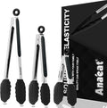 Anaeat Non-Stick Silicone Locking Tong Set of 3 by Anaeat