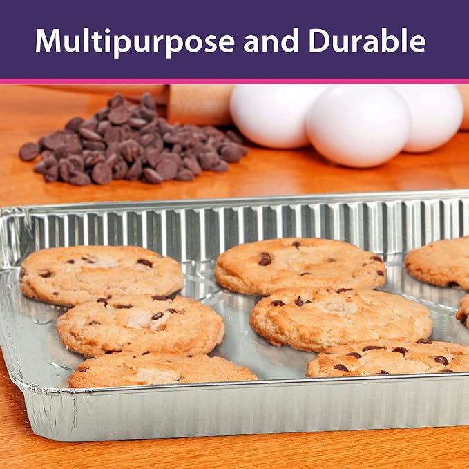 Aluminum Pans Half Size Cookie Sheet 100 Count Durable Nonstick Baking Sheets - Image 3
