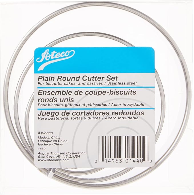 Ateco 4 Piece Stainless Steel Plain Edge Round Cutters Set in Graduated Sizes - Image 5
