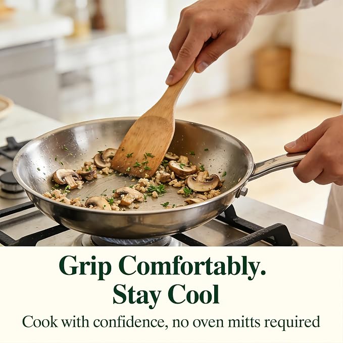 Umite Chef 10 Inch Stainless Steel Frying Pan, Non-Toxic 5 Ply Stainless Clad - Image 7