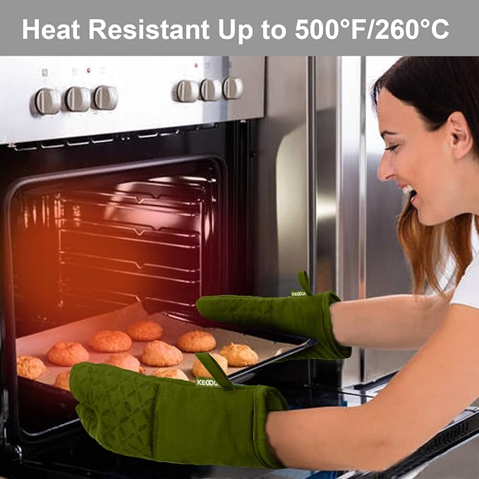KEGOUU Oven Mitts and Pot Holders 6pcs Set, Kitchen Oven Glove High Heat - Image 6