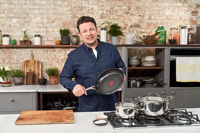 T-Fal Jamie Oliver Cooks Direct, Stainless Steel Non-stick Frying Pan 3 Pcs Set - Image 4