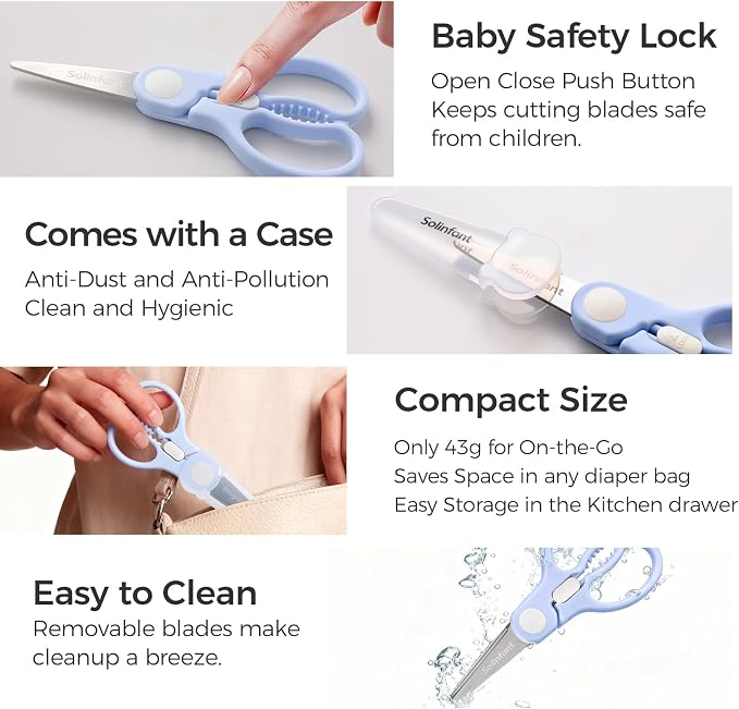 Premium Stainless Steel Portable Baby Food Safety Scissors, Detachable Feeding - Image 6