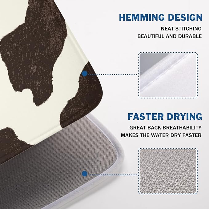 Milk Cow Drying Mat 24x18 Inch, Cattle Fur Farmhouse Dish Drainer Mats Summer - Image 4