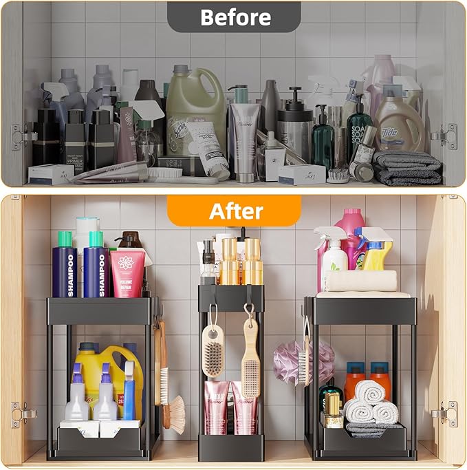Simple Trending 3 Pack Under Sink Organizer, Pull-Out Cabinet Organizer Drawer - Image 7