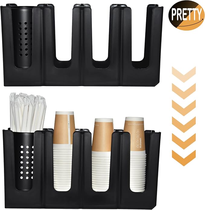Cup Holder Lid Dispenser with Straw Organizer, 4 Compartment 7 Adjusting - Image 7