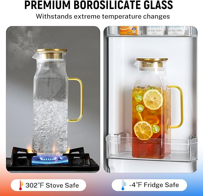 2 Pack 2 Liters/68 oz Square Glass Pitcher - Image 4