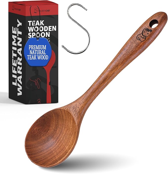 PriorityChef Handcrafted Teak Wooden Spoon by PriorityChef