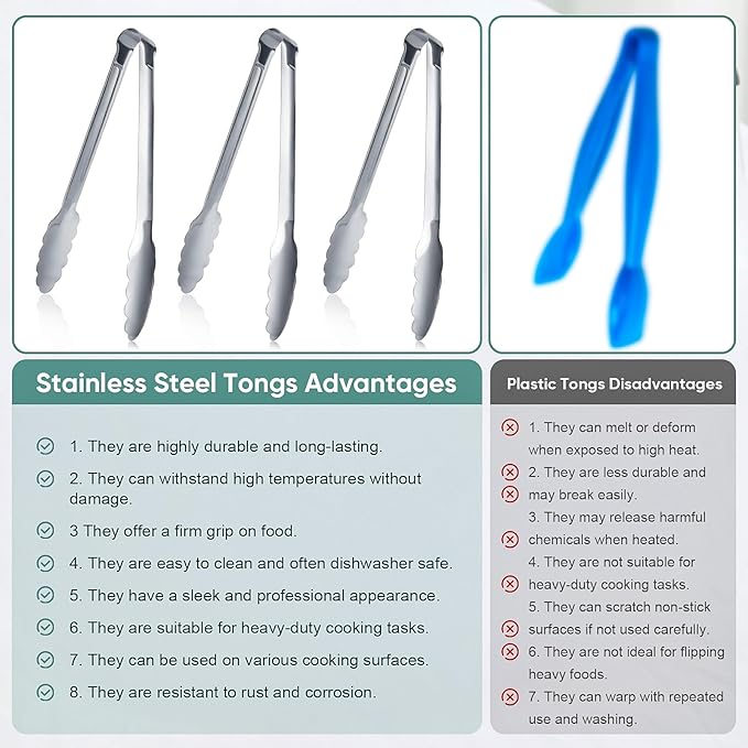 12 Pieces Buffet Tongs 7'' Serving Tongs Heavy Duty Stainless steel Kitchen and - Image 4