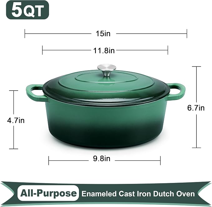 E-far 5QT Oval Dutch Oven Pot - Image 2