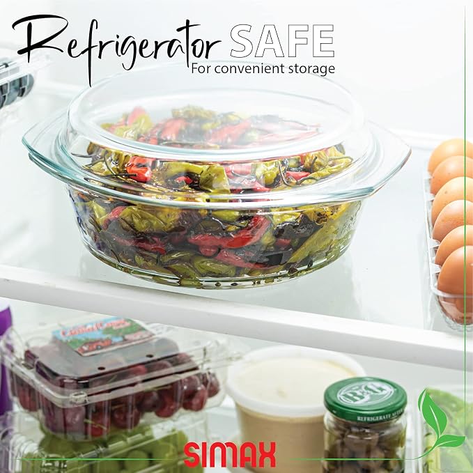 Simax Casserole Dish with Lid, 2.5 Quart Round Glass Casserole Dishes - Image 5