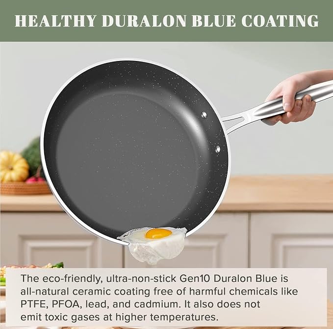 Nuwave 7pc Cookware Set Healthy Duralon Blue Ceramic Nonstick Coated, Diamond - Image 7