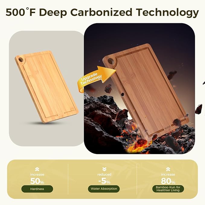 Bamboo Cutting Board for Kitchen – 3-Piece Wooden Boards - Image 3