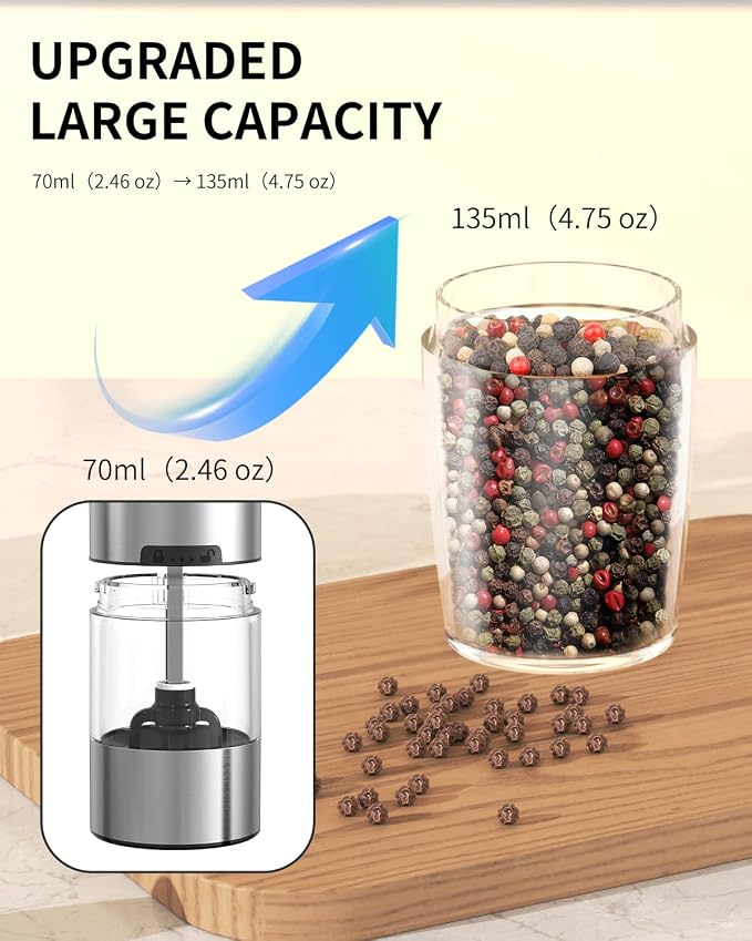 CIRCLE JOY Gravity Electric Pepper Grinder Rechargeable Salt Grinder Pepper - Image 6