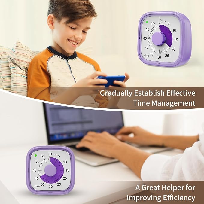 ADHD Timer, Pomodoro Timers for Kids Adults, 60-Minute Countdown Desk Timer for - Image 5