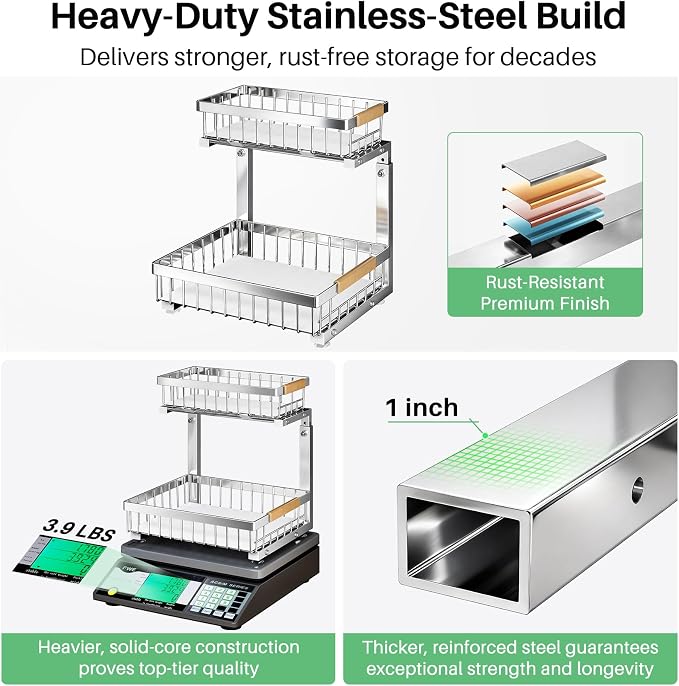 Kitstorack Under Sink Organizer, 2 Tier Under the Sink Storage, Slide out Pull - Image 2
