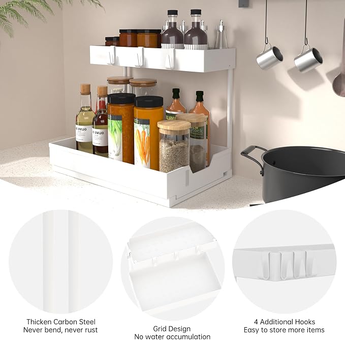 NATURE'S SOURCE 2-Tier Under Sink Organizers and Storage 2 Pack Sliding L-shape - Image 3