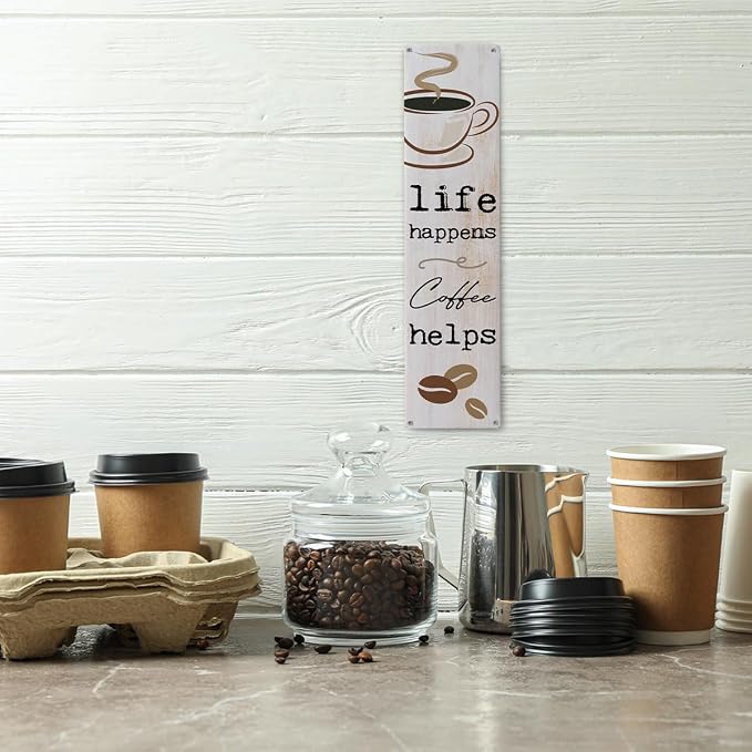 Vintage Coffee Signs, Life Happens Coffee Helps, Retro Metal Tin Sign, - Image 4