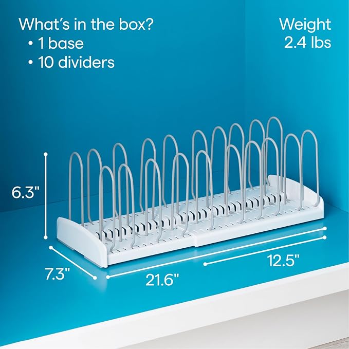 YouCopia StoreMore Expandable Pan and Lid Rack, 12.5"-22" Wide Adjustable Pan - Image 4
