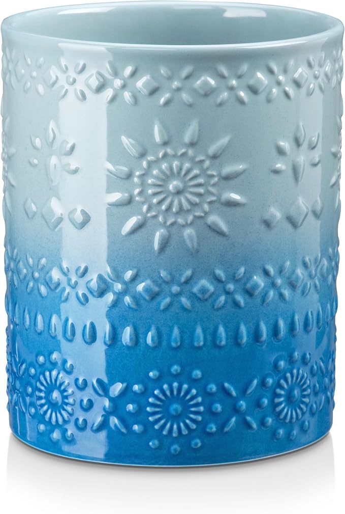 LOVECASA Extra Large Kitchen Utensil Holder, 7.2" Ceramic Farmhouse Utensil by LOVECASA