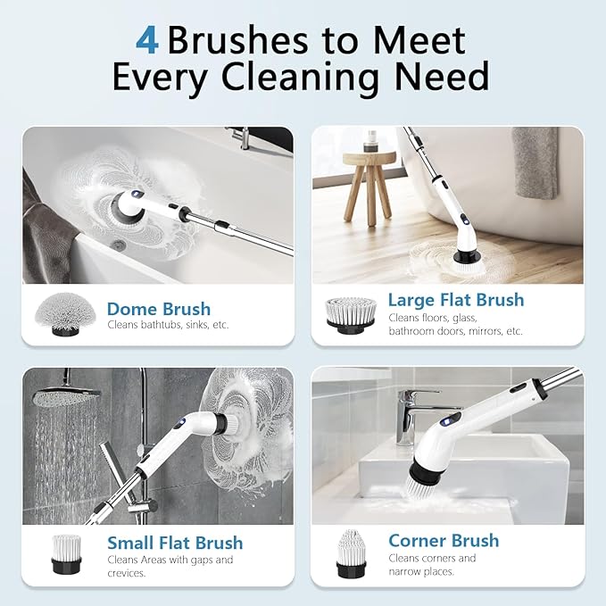 TUYU Electric Spin Scrubber, Full-Body IPX7 Waterproof Bathroom Scrubber - Image 3