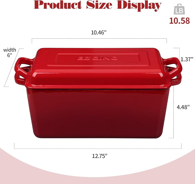 EDGING CASTING Enameled Cast Iron Dutch Oven, Oblong Bread Oven - Image 2