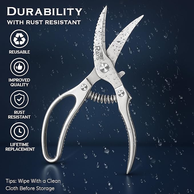 Heavy Duty Poultry Shears – Professional Stainless Steel Kitchen Scissors - Image 2