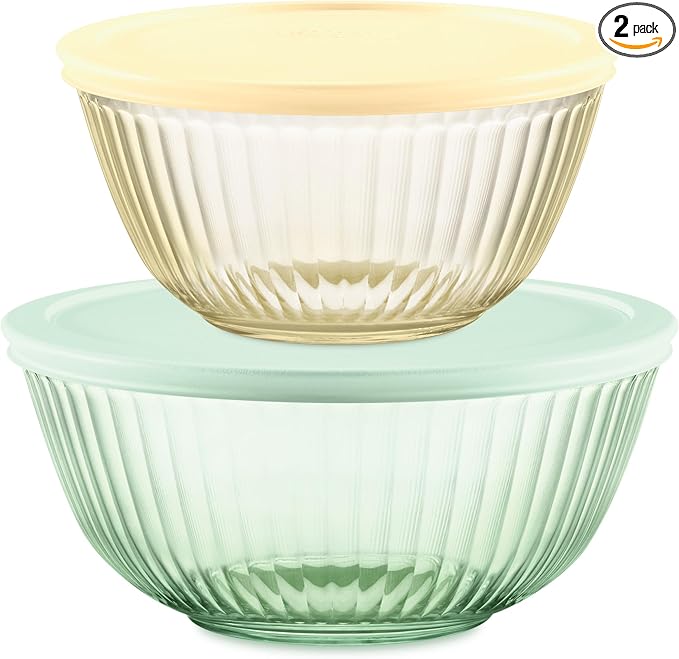 Pyrex Colors Sculpted Tinted Small/Medium Glass Mixing Bowls by Pyrex