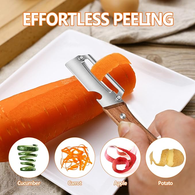 Zero Snag Wooden Peeler, Premium Vegetable Peeler - Image 2
