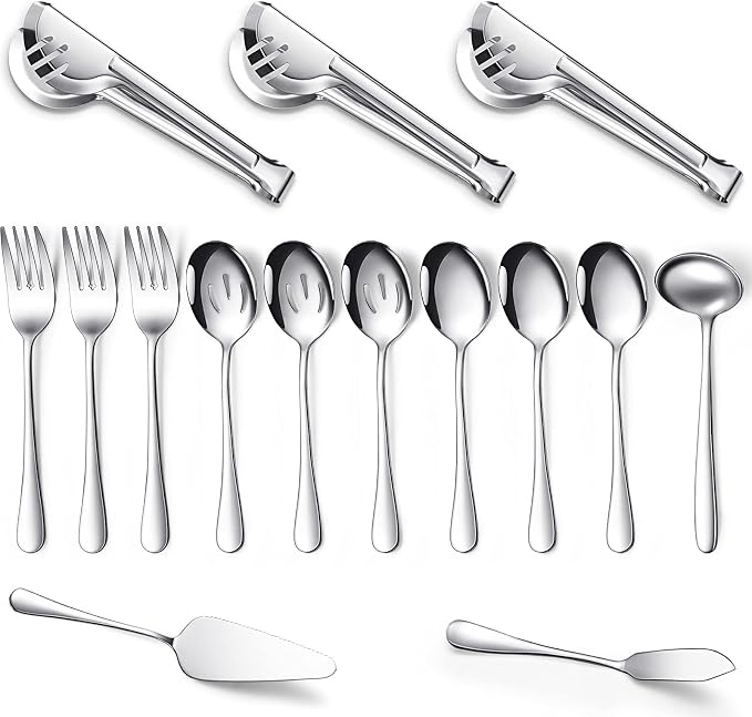 Patelai Serving Utensils Set Include Stainless Steel Large Spoons Slotted by Patelai