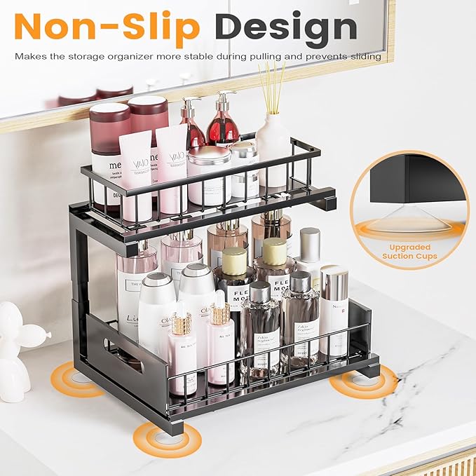 Under Sink Organizer, Heavy Duty Metal Pull Out Cabinet Organizer Slide Out - Image 5
