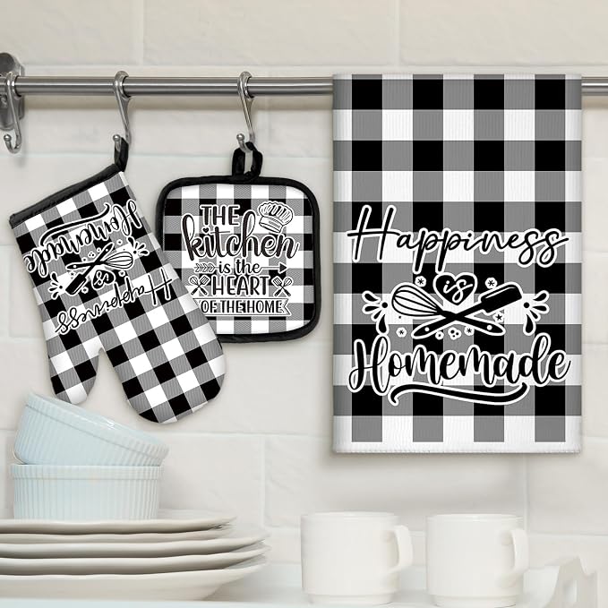 Sratte 6 Pcs Kitchen Decor Accessories Set Farmhouse Towels Pot Holders Oven - Image 2