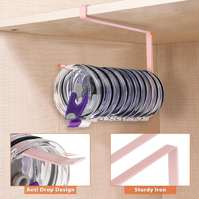 2 Pack Tumbler Lid Organizer, Horizontal Tumbler Lid Storage Hook to Hold Up 20 - Image 4