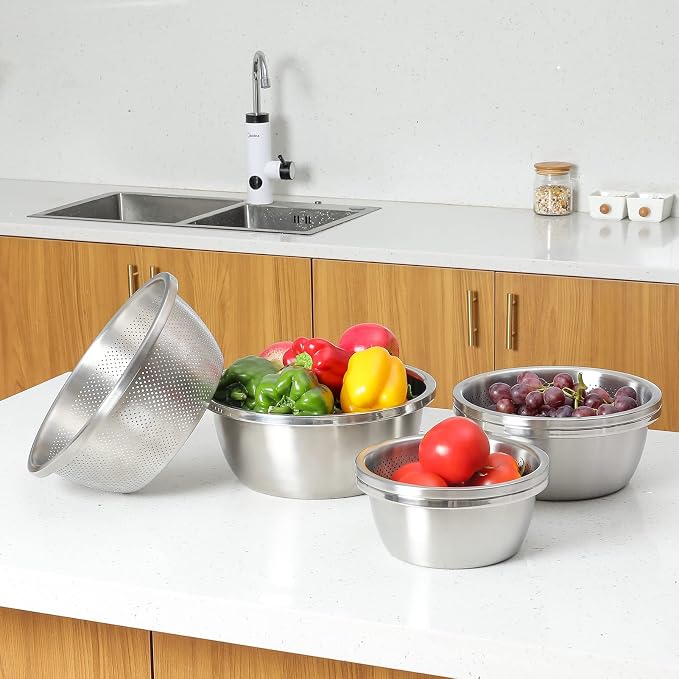 304 Stainless Steel Microporous Colander, 2QT Large Capacity - Image 2