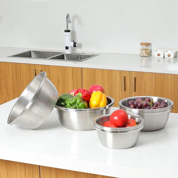 304 Stainless Steel Microporous Colander, 1.5QT Large Capacity - Image 2