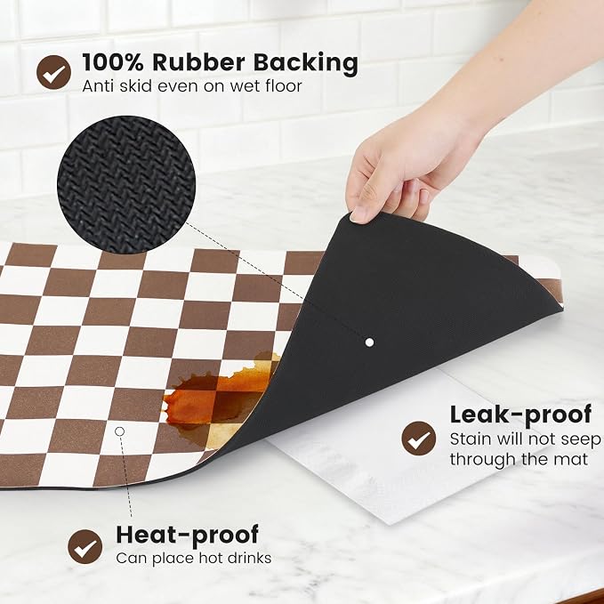 17" x 32" Checkered Dish Drying Mat - Image 4