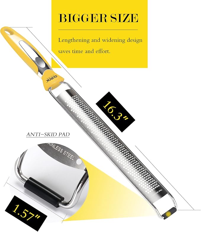 Ourokhome Kitchen Lemon Zester, Stainless Steel Hand Held Parmesan Cheese Grater - Image 4