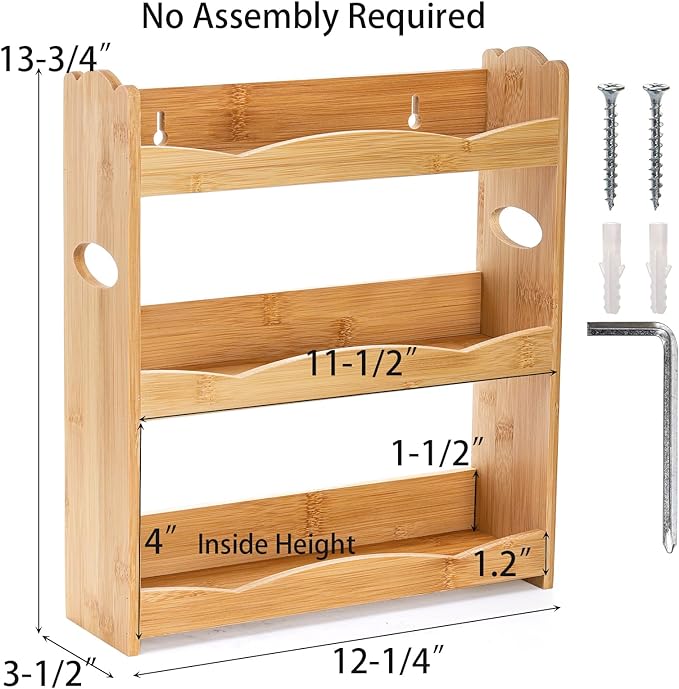 Jucoan 3-Tier Bamboo Spice Rack - Image 2