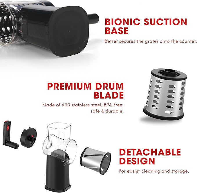 Rotary Cheese Grater Hand Crank - Image 2