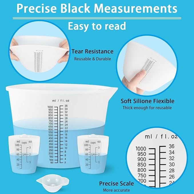 Creahaus 1000ML Large Silicone Measuring Cups - Image 4