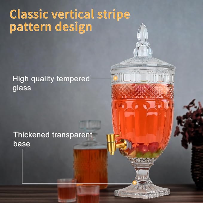 1.3 Gallon Glass Drink Dispenser, Glass Beverage Dispenser - Image 4