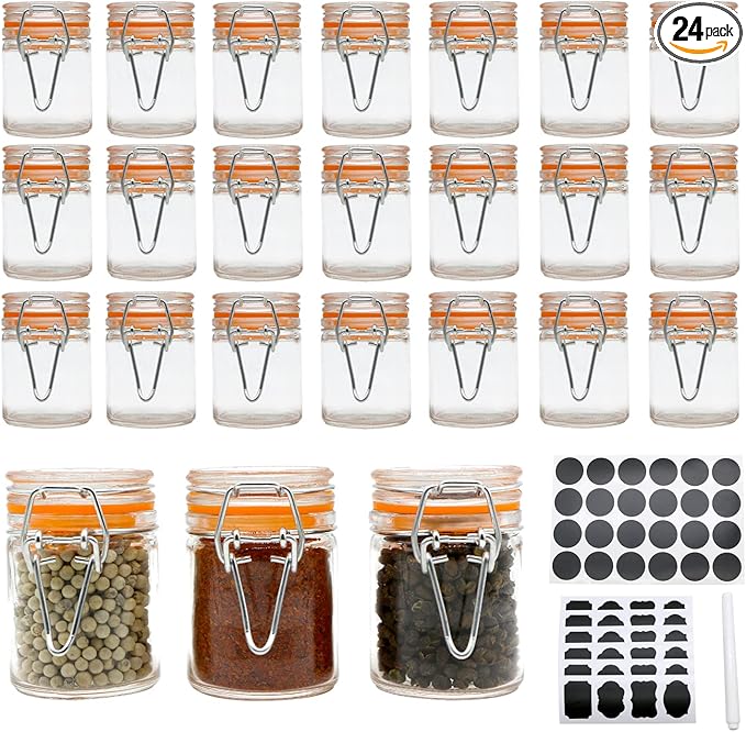 1.7 oz Mini Glass Spice Bottles, 24 Pack Small Glass Jars by Homelike+Style