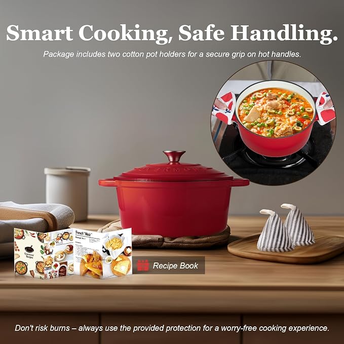 Overmont 5.5QT Enameled Cast Iron Dutch Oven - Image 5
