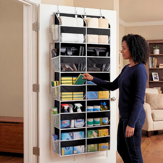 Over the Door Organizer 5 Tiers, Extra Large Behind Door Storage of 10 - Image 6