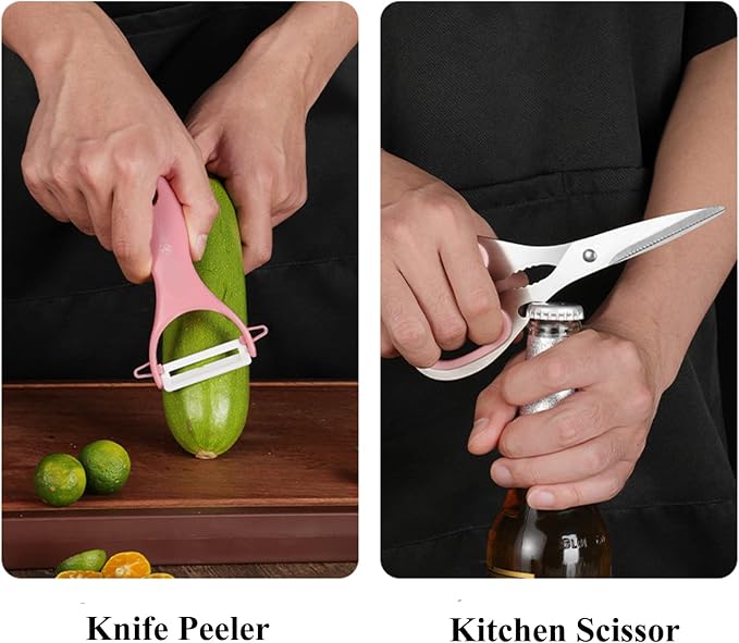 Pink Kitchen Knife Set, 9-Piece - Image 5